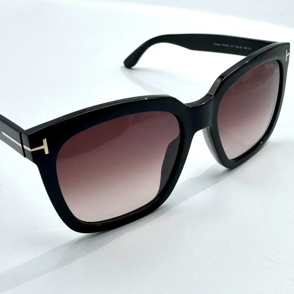 Tom Ford Sunglasses Amarra TF502 01T Black Butterfly Gradient Bordeaux Lens 55mm